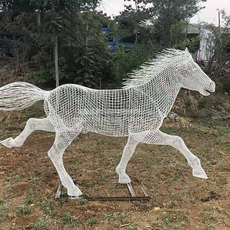 唐韵不锈钢网格镂空马雕塑生产厂家